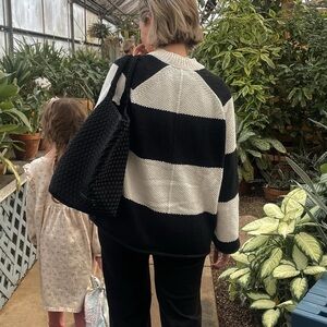 Black and White Striped Cotton Women's Sweater from Brochu Walker